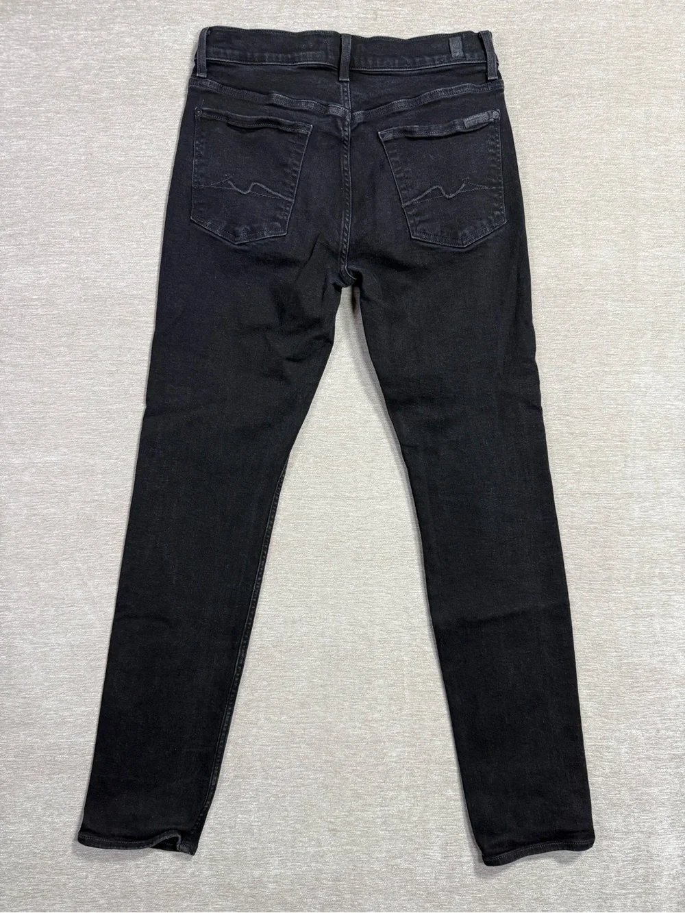 7 For All Mankind Men’s Black Slim Straight Jeans Size 32 Stretch Denim
